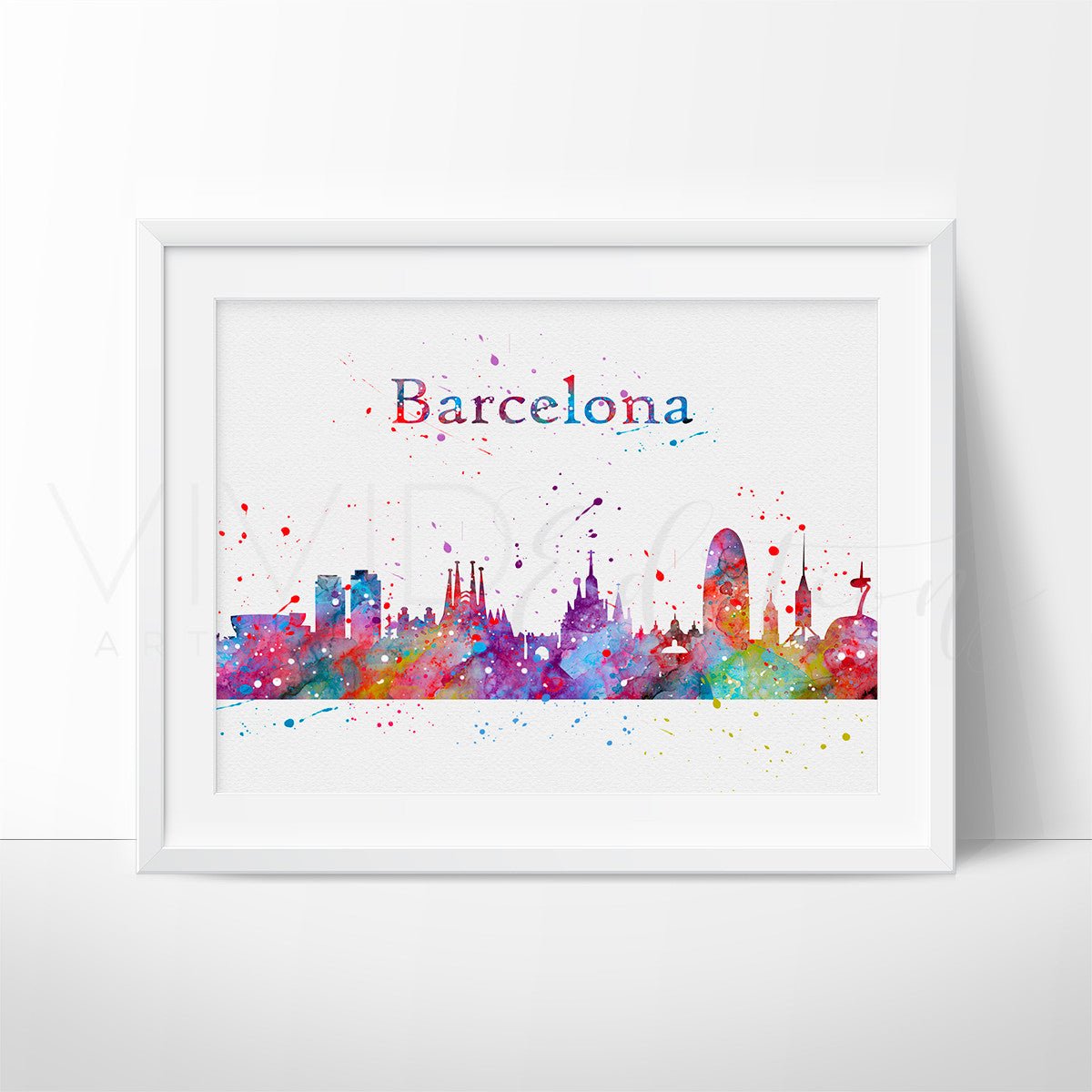 Barcelona Skyline Watercolor Art Print Print - VividEditions