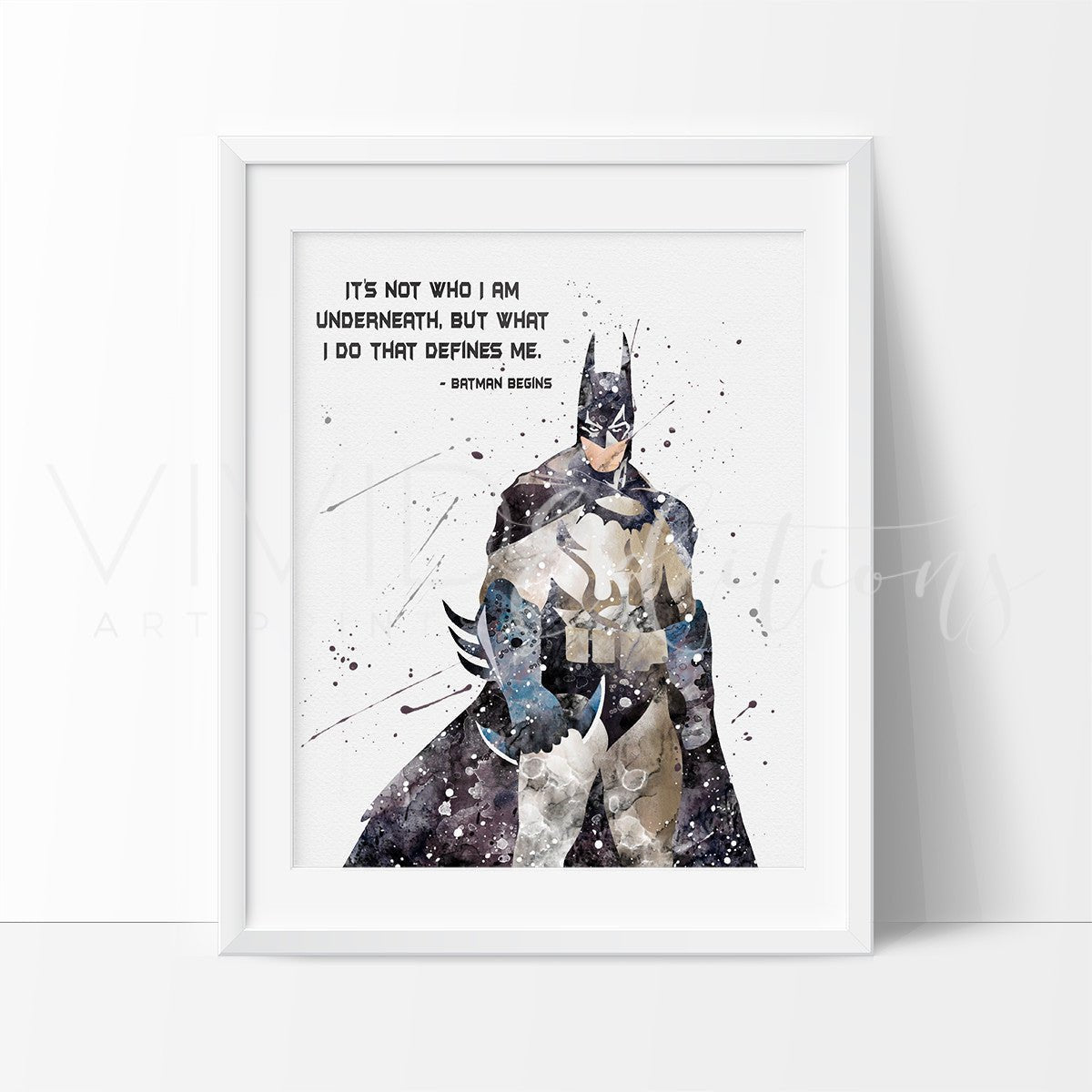 Batman Begins Quote Watercolor Art Print Print - VividEditions