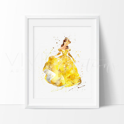 Belle 5, Beauty and the Beast Watercolor Art Print Print - VividEditions