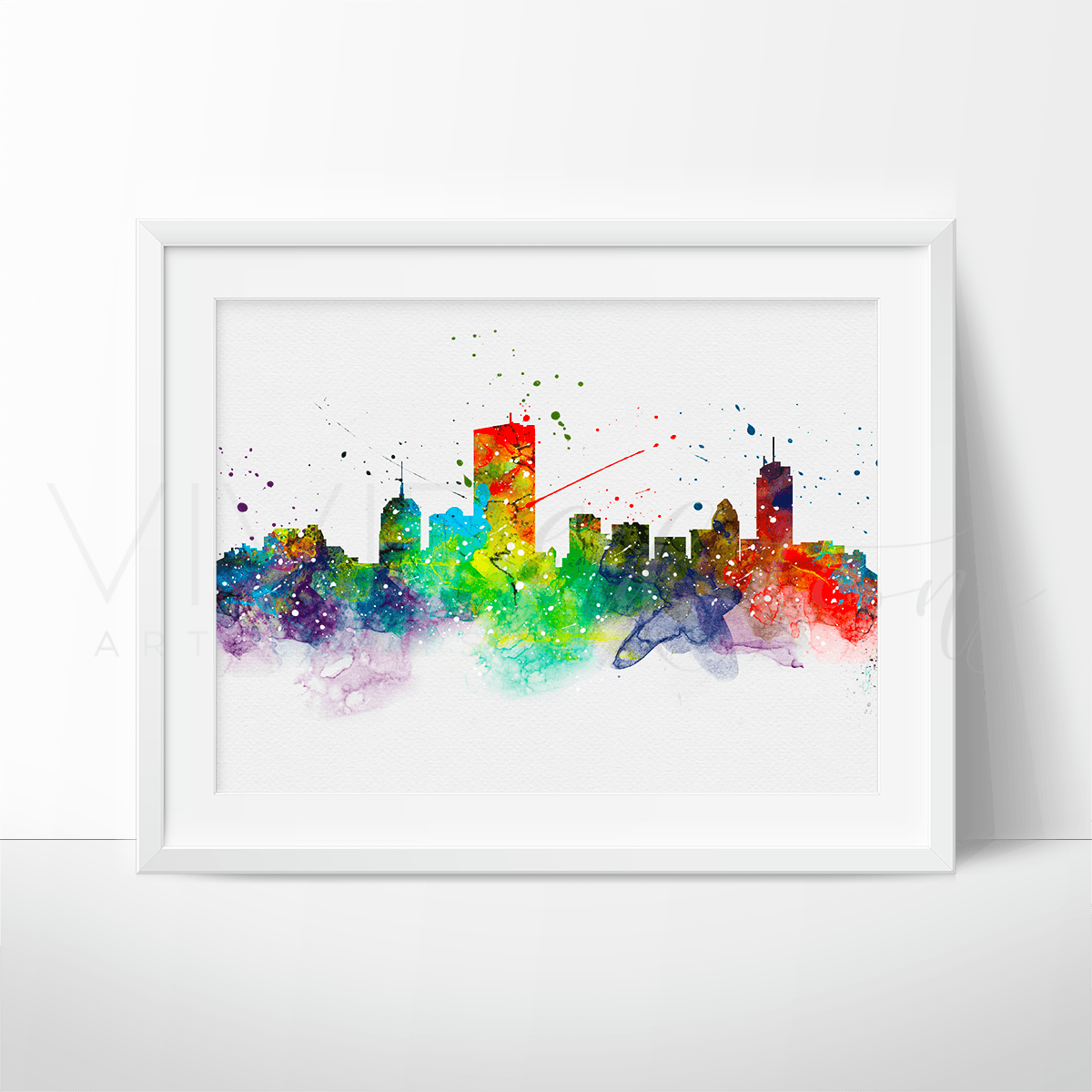 Boston Skyline Watercolor Art Print Print - VividEditions