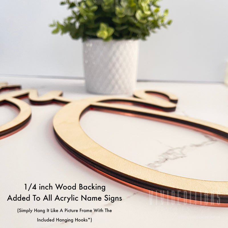 Bride & Groom Name Backdrop Sign 3pc Set, Acrylic or Wood - VividEditions