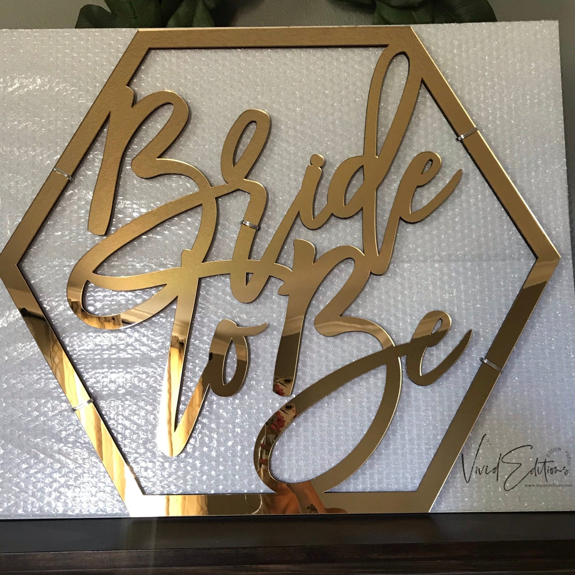 Bride to Be Hexagon Backdrop Sign, Wood or Acrylic Name Sign - VividEditions