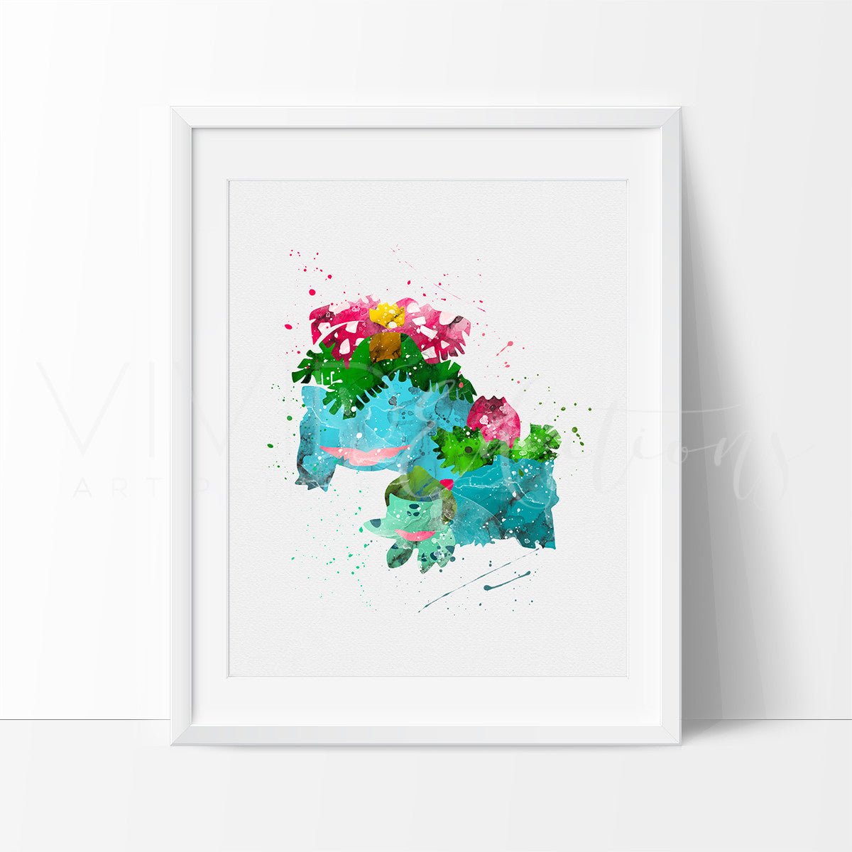 Bulbasaur, Ivysaur & Venusaur, Pokemon Evolution Watercolor Art Print Print - VividEditions