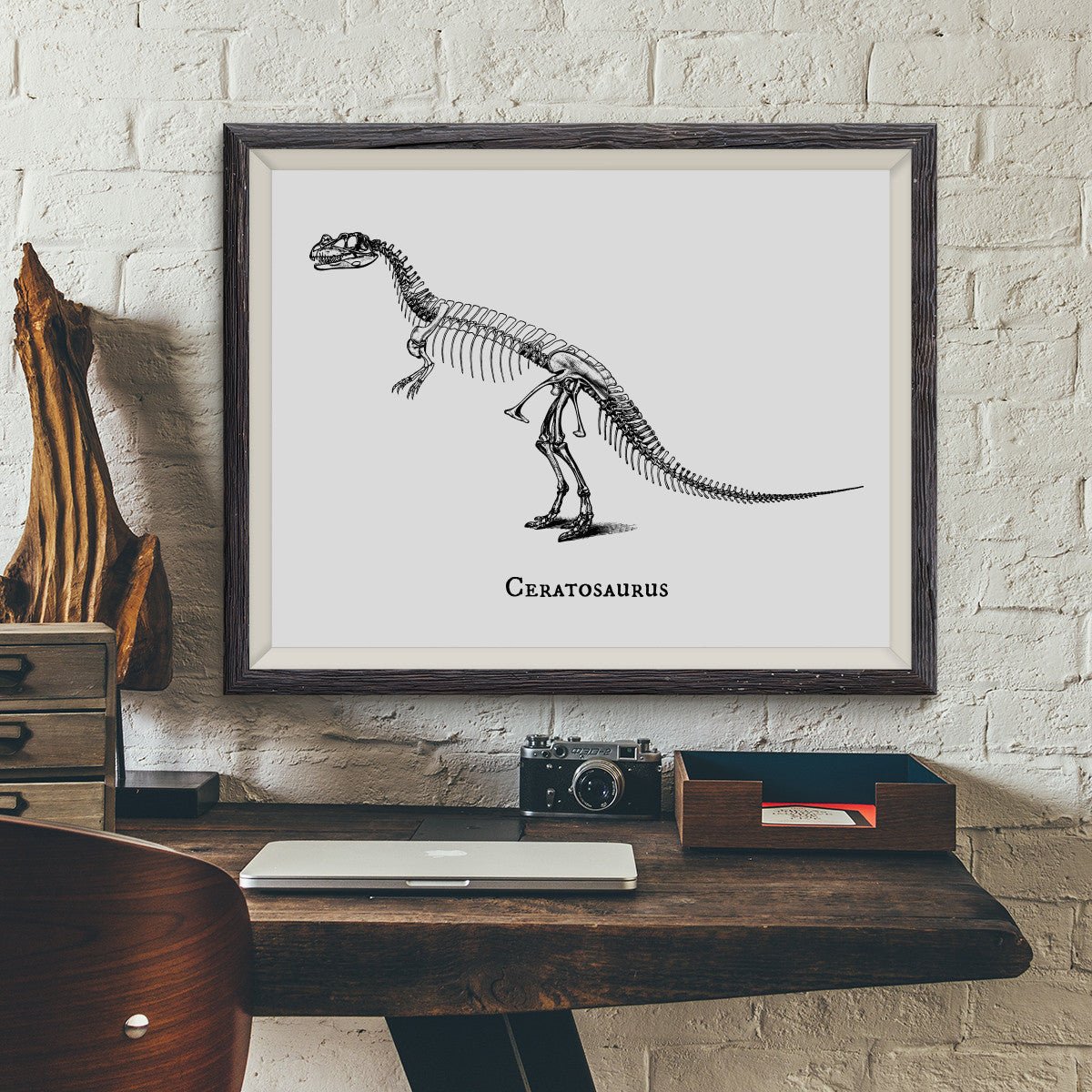 Ceratosaurus Vintage Dinosaur Illustration - VividEditions