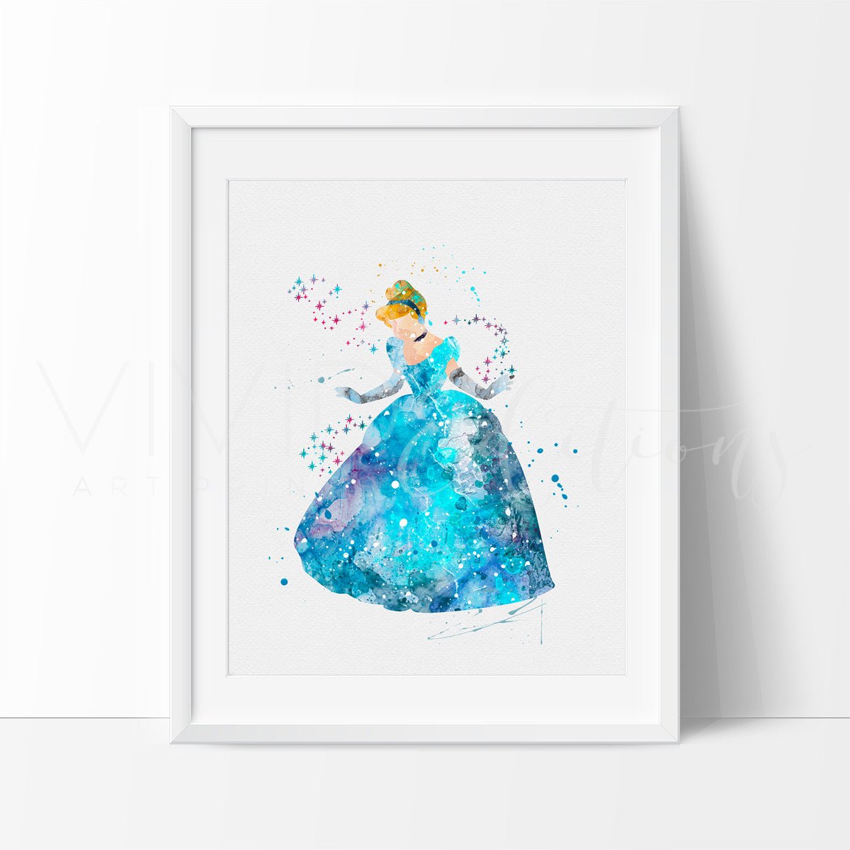 Cinderella 5 Watercolor Art Print Print - VividEditions