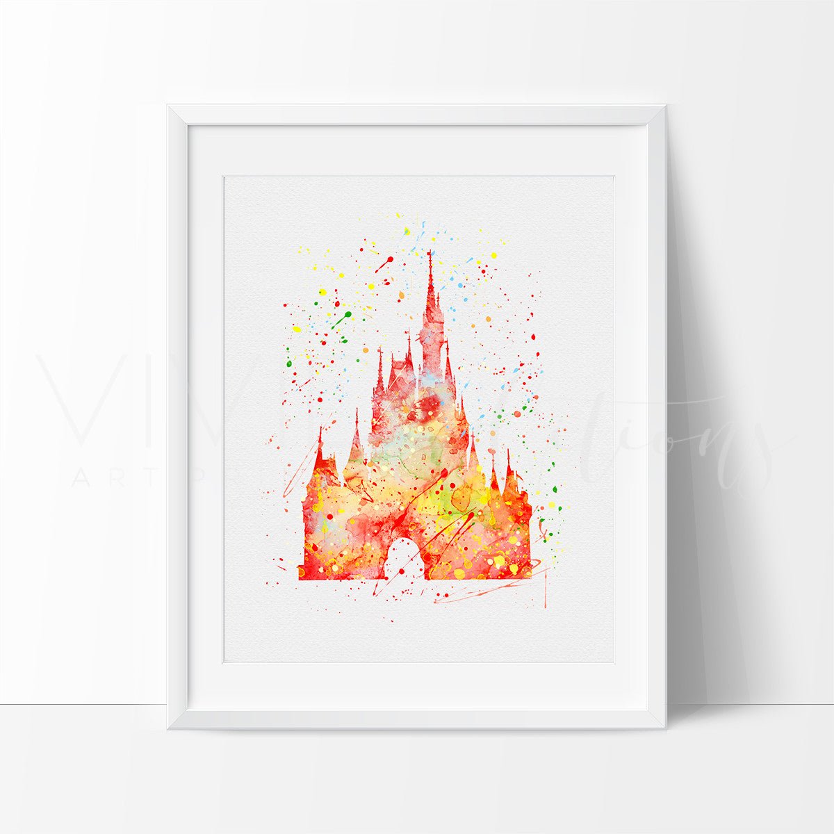 Cinderella Castle 3 Watercolor Art Print Print - VividEditions