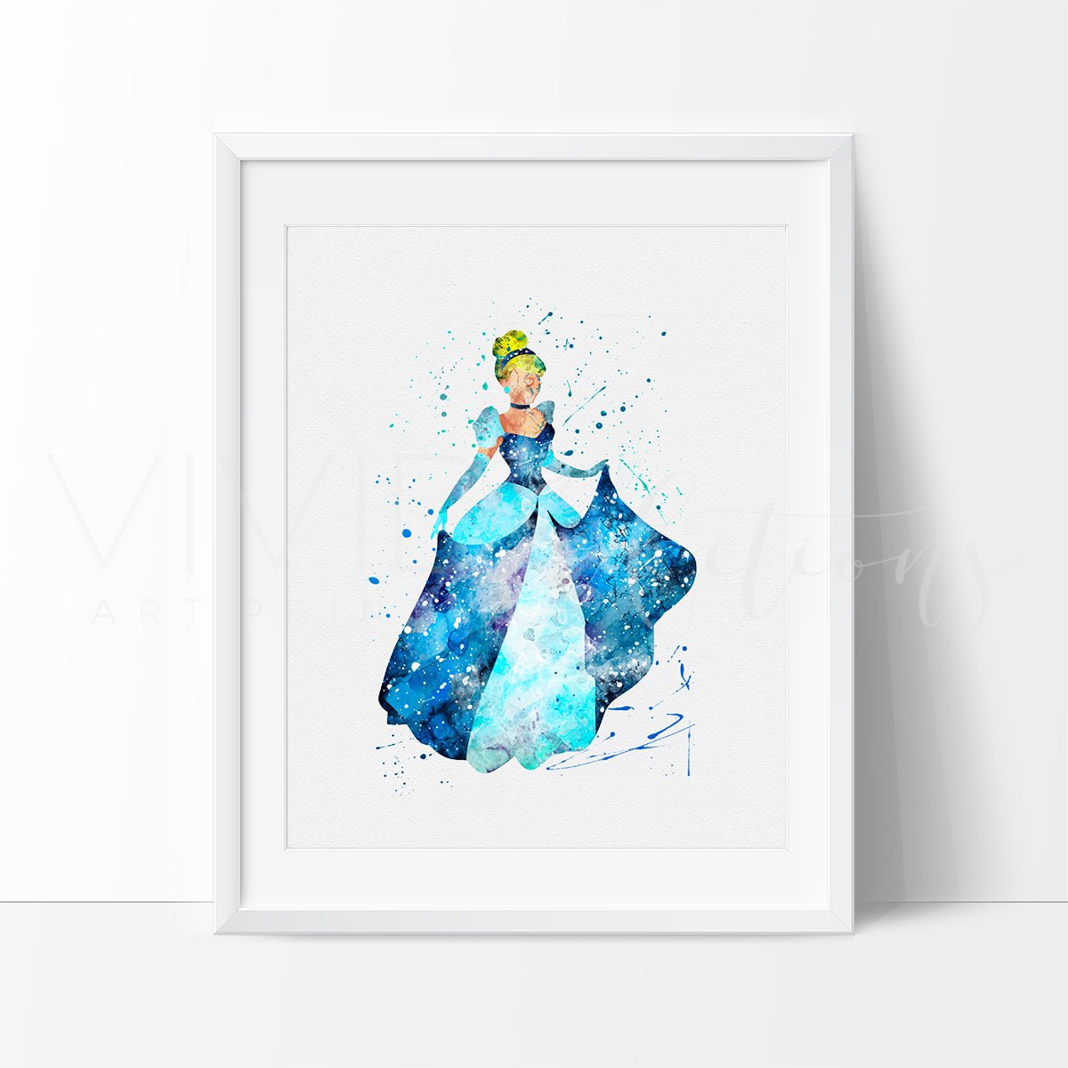 Cinderella Princess Watercolor Art Print Print - VividEditions