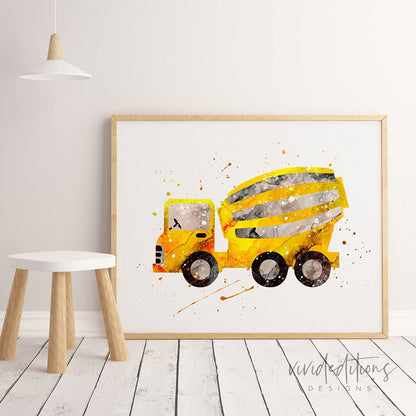 Construction Cement Truck Art Print Print - VividEditions