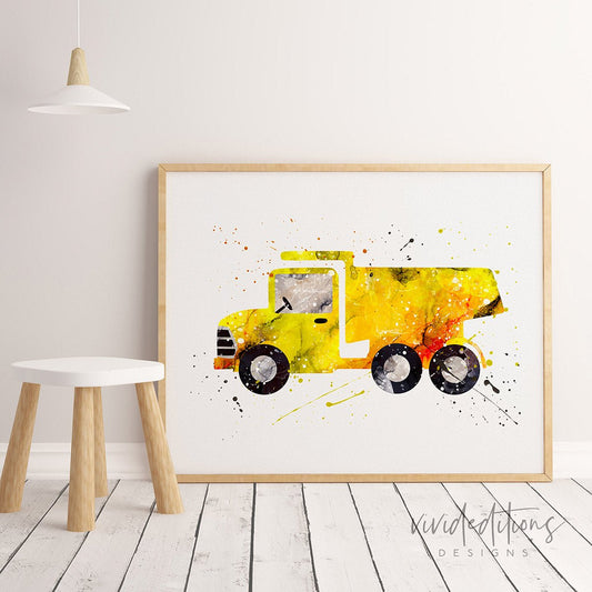 Construction Dump Truck Art Print Print - VividEditions