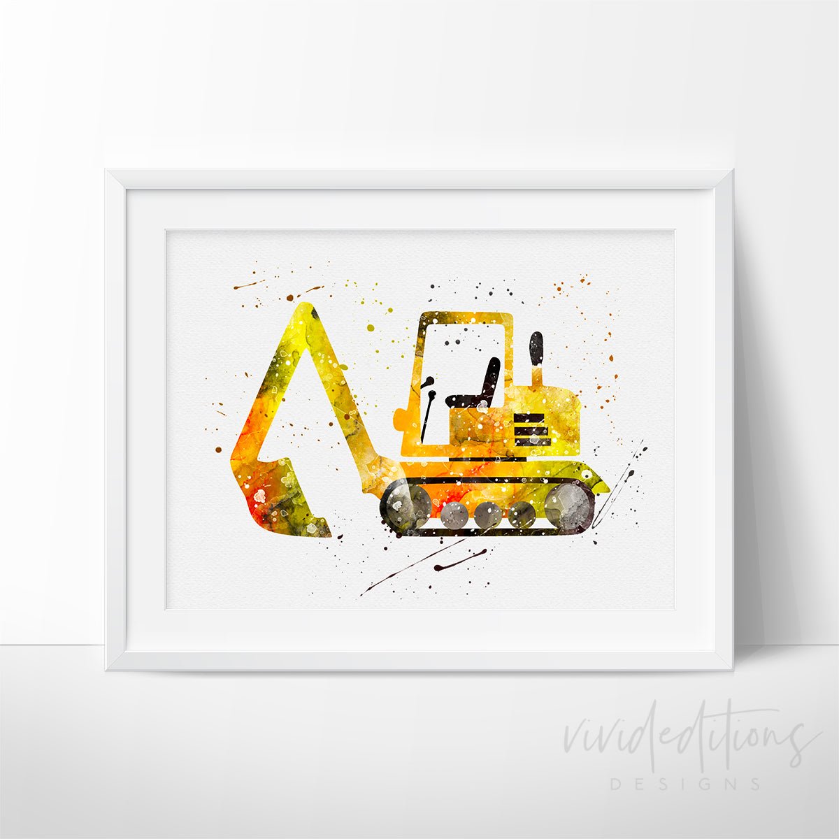 Construction Excavator Truck Art Print Print - VividEditions