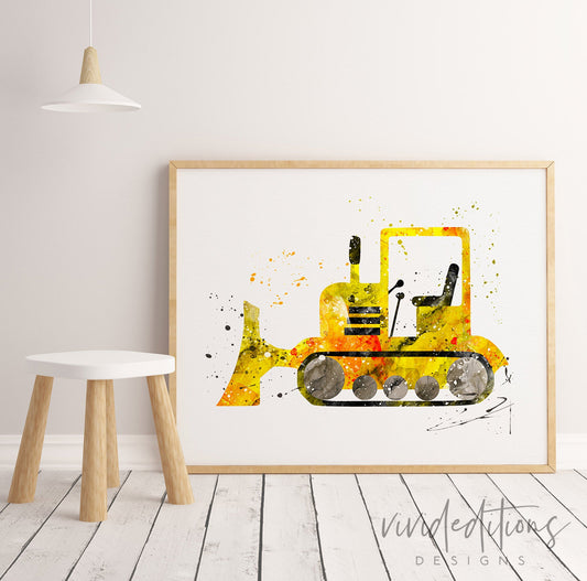Construction Tractor Truck Art Print Print - VividEditions