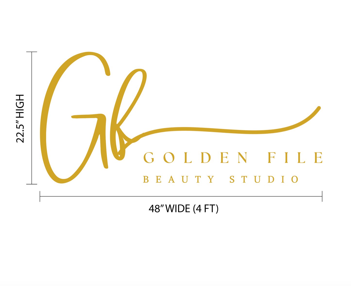 Custom Business Signage for Golden File Beauty Studio Name Sign - VividEditions