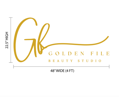 Custom Business Signage for Golden File Beauty Studio Name Sign - VividEditions