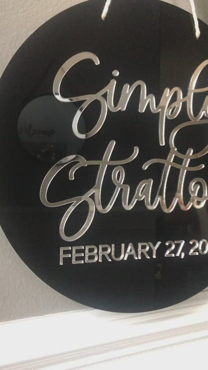 Couples Round 3D Acrylic Wedding Sign