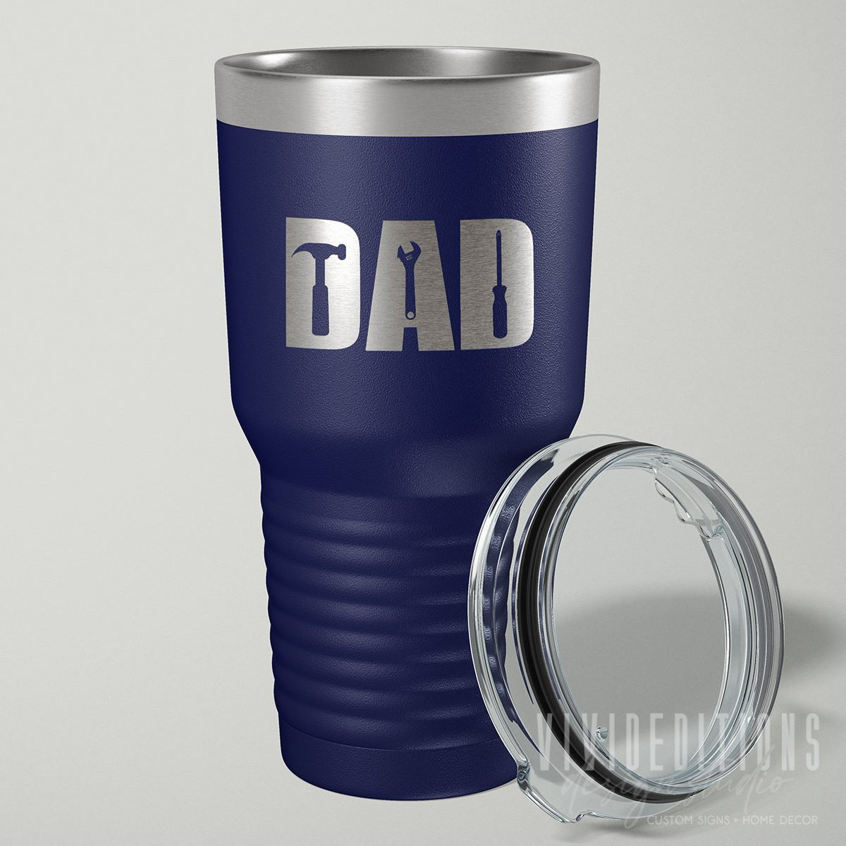 "Dad" Tools Laser Engraved Father's Day Tumbler - 30oz (16 colors) Tumblers - VividEditions