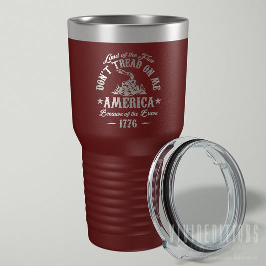 "Don't Tread on Me 1776" Patriotic 2A Tumbler - 20oz or 30oz (16 color options) Tumblers - VividEditions