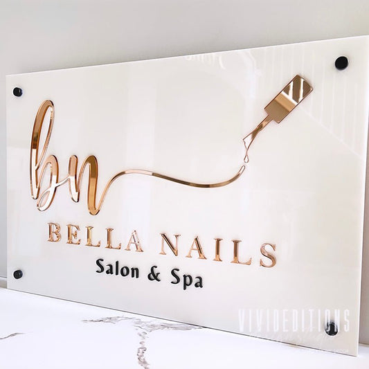 Double Initial Nail Salon Business Logo Sign - VividEditions