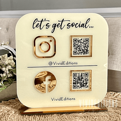 Double QR Code Business Social Media Sign Social Media Sign - VividEditions