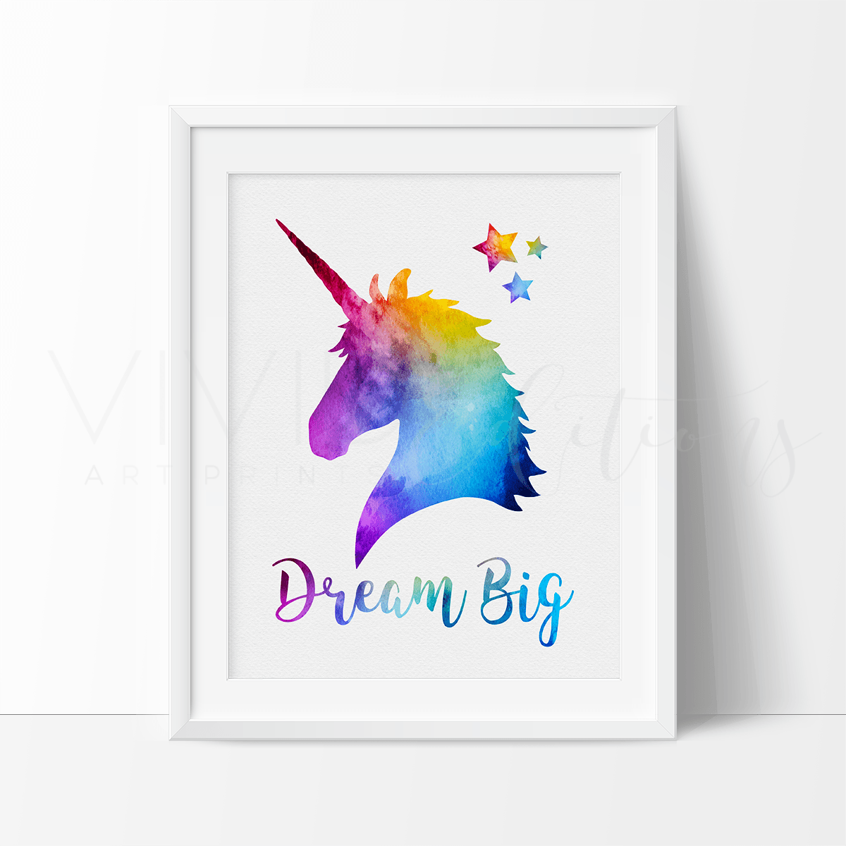 'Dream Big' Magical Unicorn Art Print Print - VividEditions