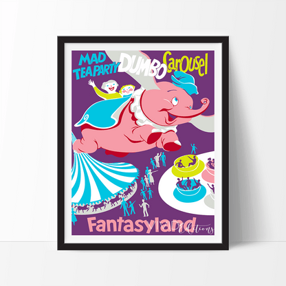 Dumbo Carousel Fantasyland, Disneyland Poster Print - VividEditions