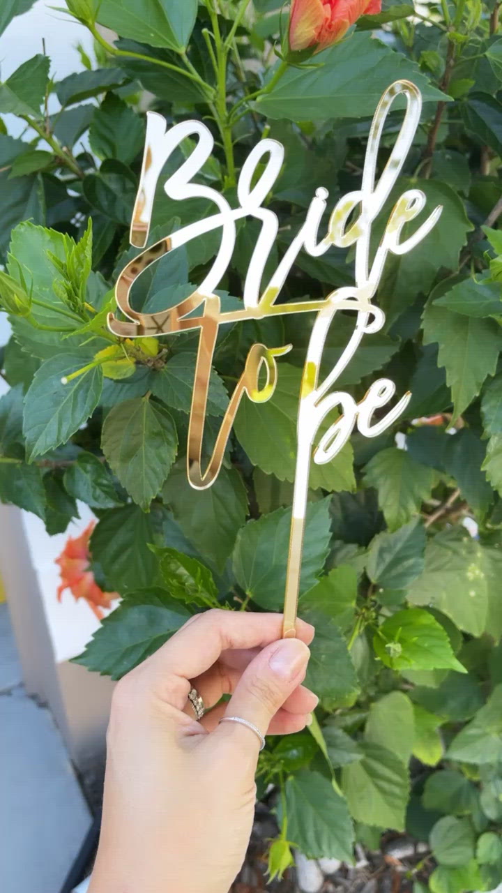 Gold Heart Cake Topper with Metal Leaves