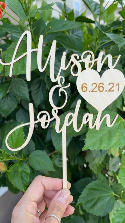 Personalized First Names + Date Cake Topper