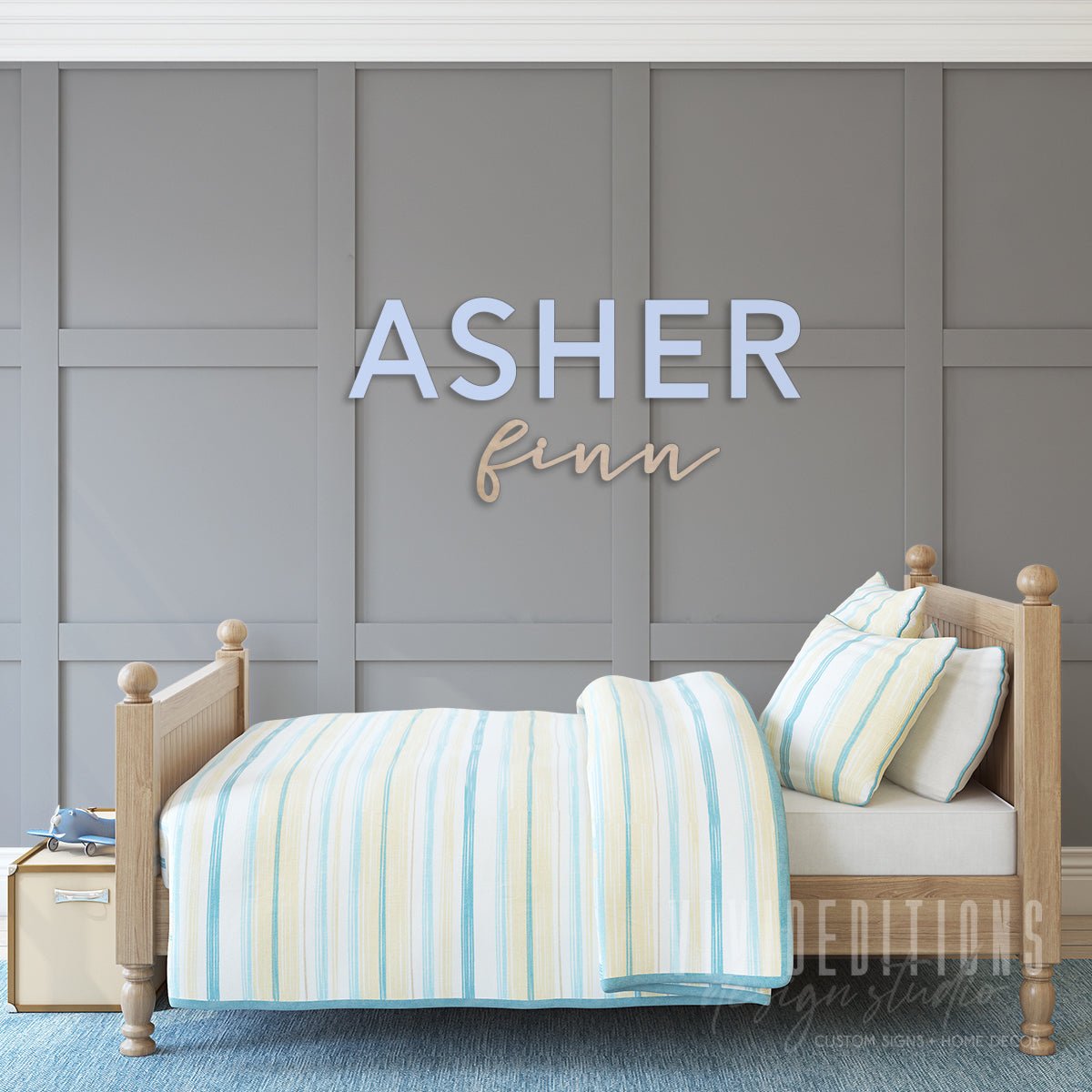 First & Middle Nursery Name Sign, Acrylic or Wood - 2pc Set Name Sign - VividEditions