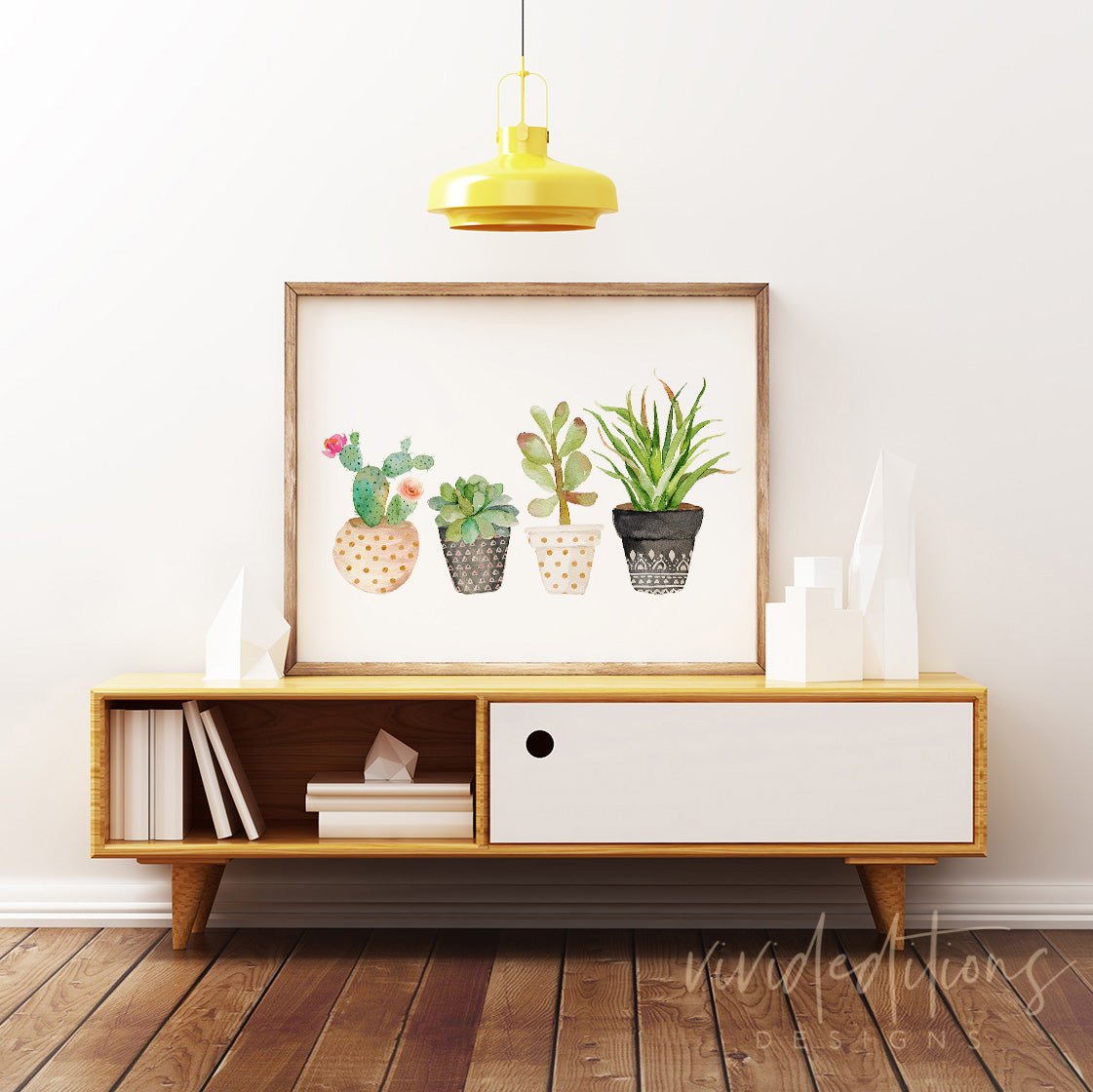 Floral Cactus + Succulent Pots Print - VividEditions