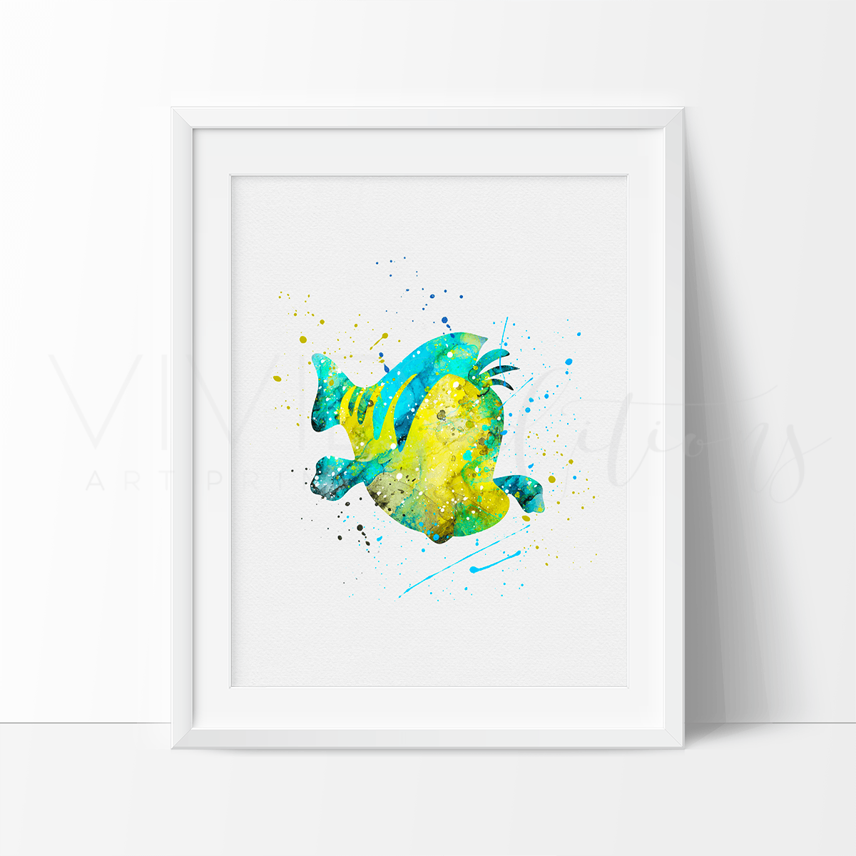 Flounder, Little Mermaid Watercolor Art Print Print - VividEditions