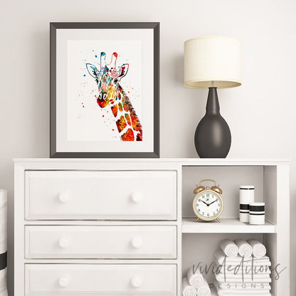 Giraffe Watercolor Art Print Print - VividEditions