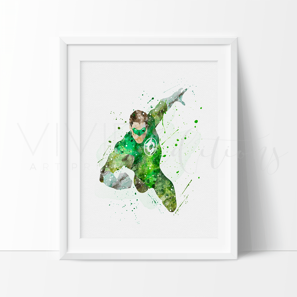 Green Lantern Watercolor Art Print Print - VividEditions