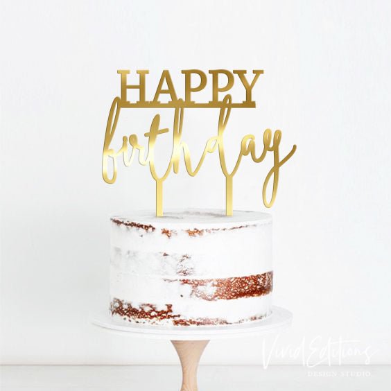 Birthday Cake Topper Gold Mirror - VividEditions