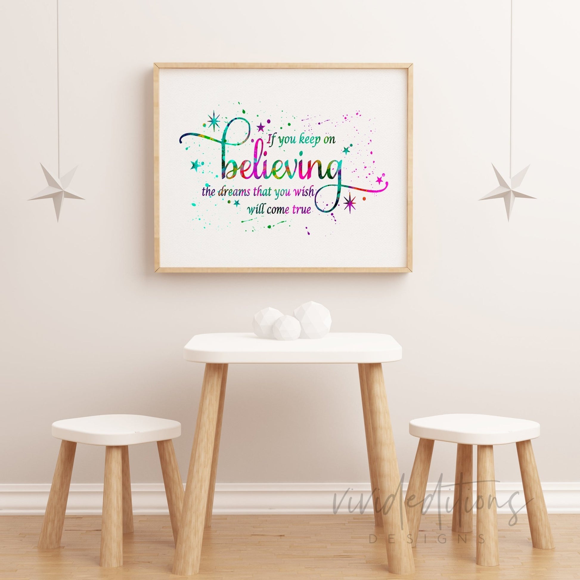'If You Keep on Believing', Cinderella Quote Watercolor Art Print Print - VividEditions
