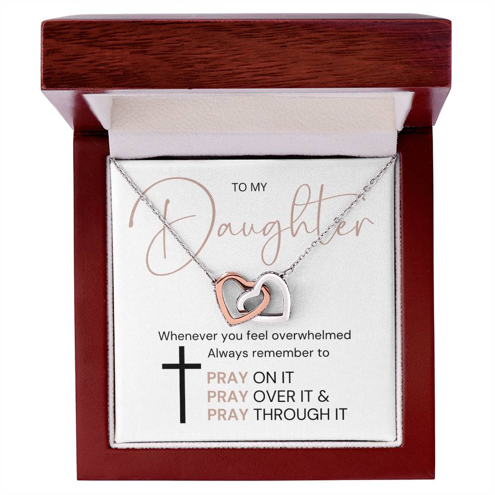 Interlocking Hearts Necklace - To My Daughter Pray Jewelry - VividEditions