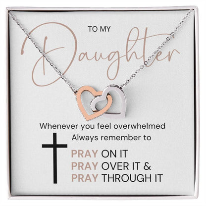 Interlocking Hearts Necklace - To My Daughter Pray Jewelry - VividEditions