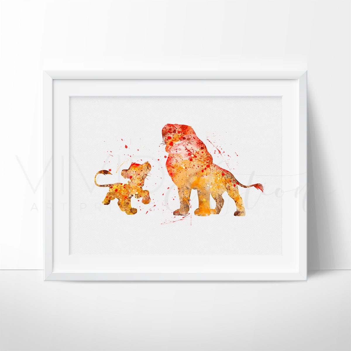 Lion King Simba + Mufasa Watercolor Art Print Print - VividEditions
