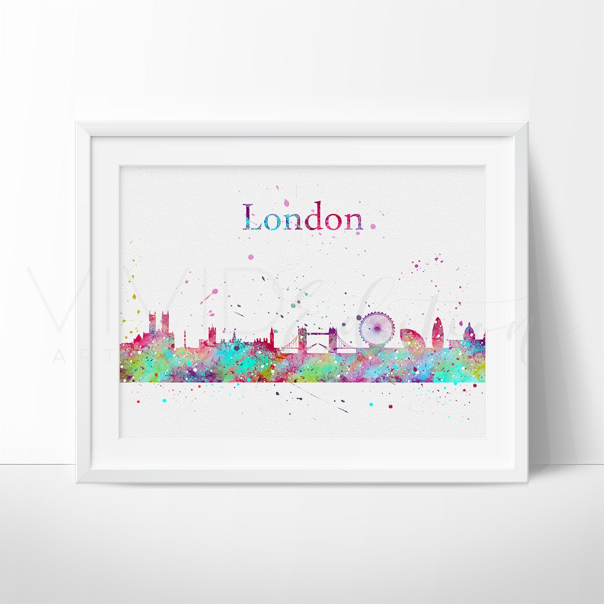 London Skyline Watercolor Art Print Print - VividEditions