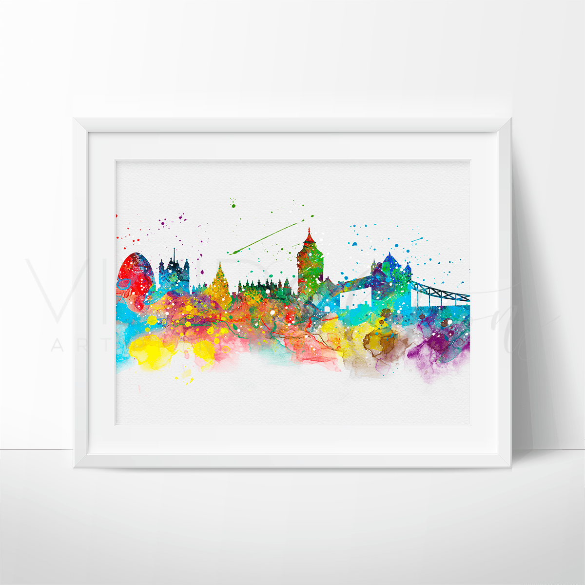 London Skyline Watercolor Art Print Print - VividEditions