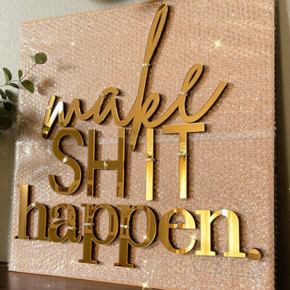 Make Shit Happen Bathroom Wall Sign Farmhouse Boho Home Decor