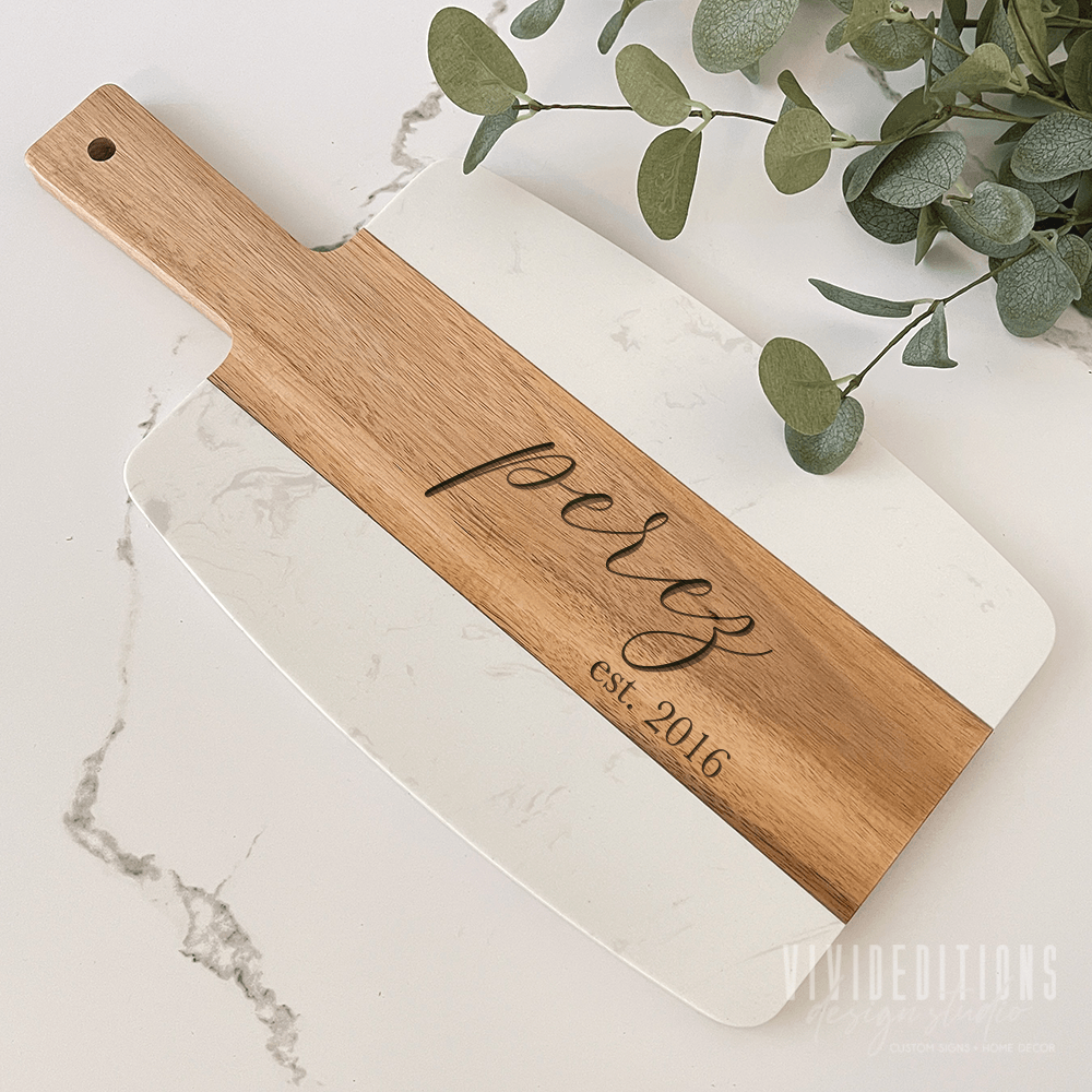 Marble + Acacia Wood Serving / Charcuterie Board (6 design options) - VividEditions