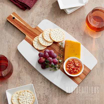 Marble + Acacia Wood Serving / Charcuterie Board (6 design options) Cutting Board - VividEditions