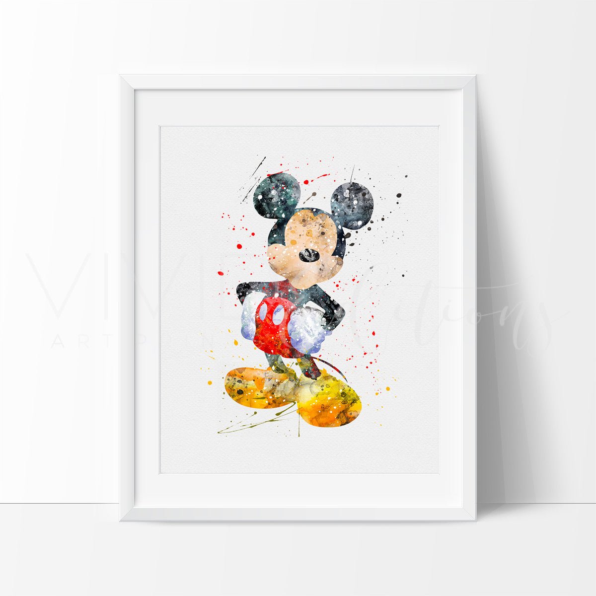 Mickey Mouse 2 Watercolor Art Print Print - VividEditions