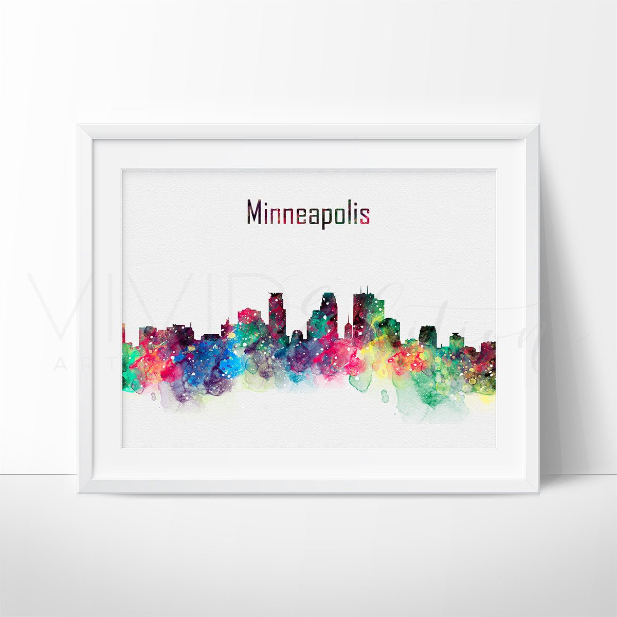 Minneapolis Skyline Watercolor Art Print Print - VividEditions