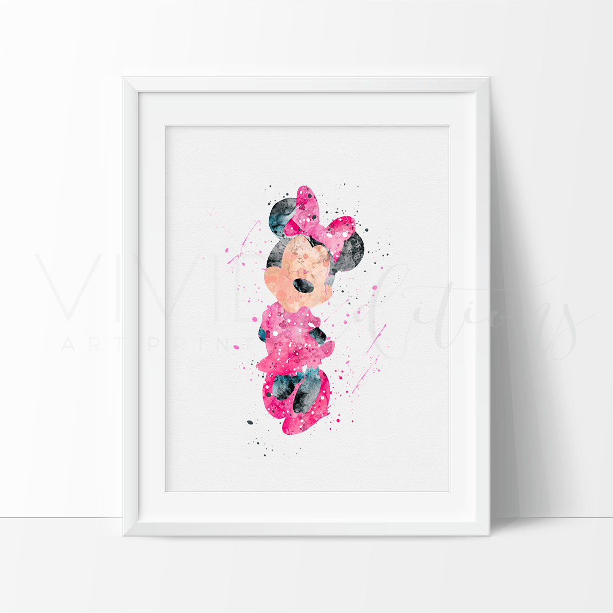 Minnie Mouse Watercolor Art Print - Pink Print - VividEditions