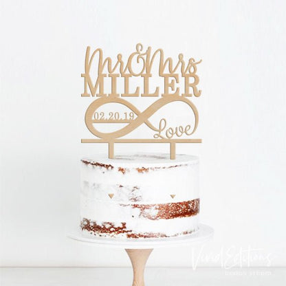 Mr & Mrs Infinity Wedding Cake Topper, Chic - VividEditions