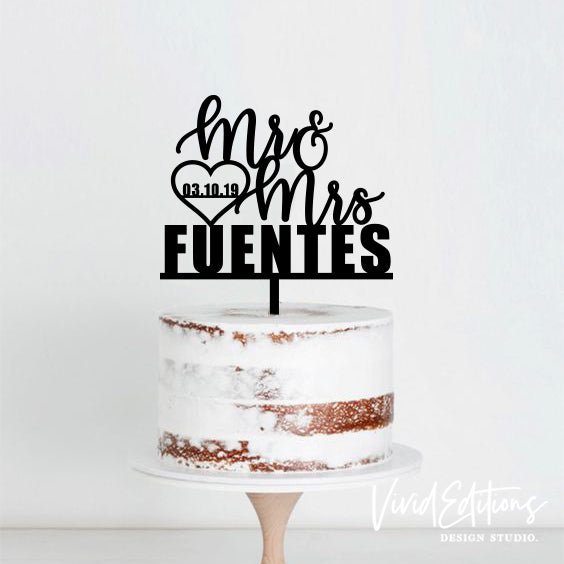 Mr & Mrs Personalized Wedding Cake Topper Cake Topper - VividEditions