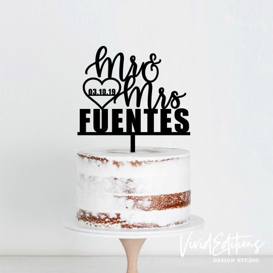 Mr & Mrs Personalized Wedding Cake Topper - VividEditions