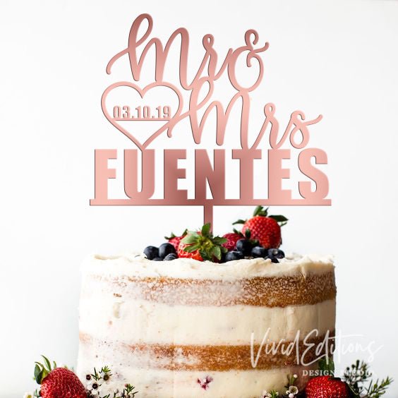 Mr & Mrs Personalized Wedding Cake Topper - VividEditions