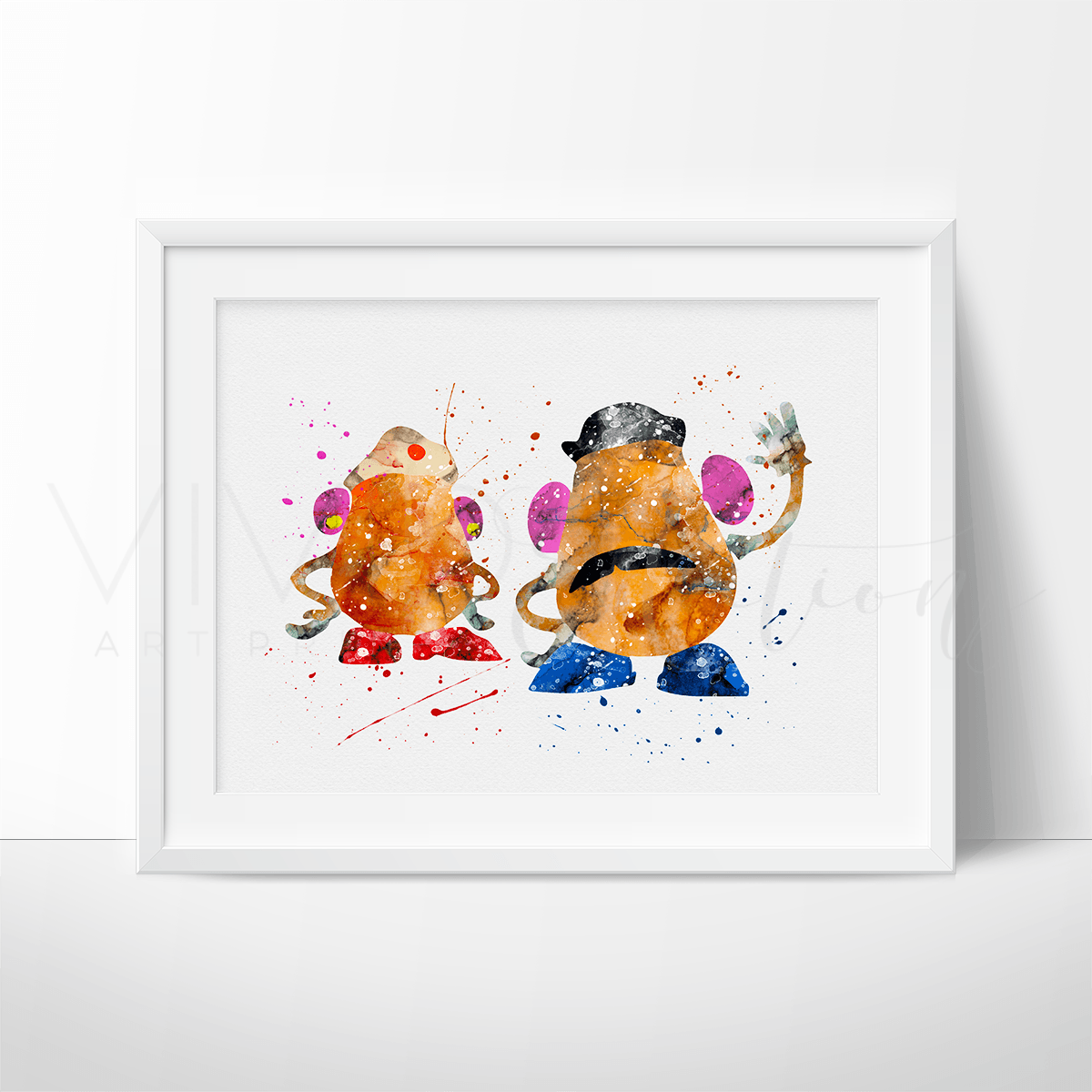 Mr. & Mrs. Potato Head Watercolor Art Print Print - VividEditions