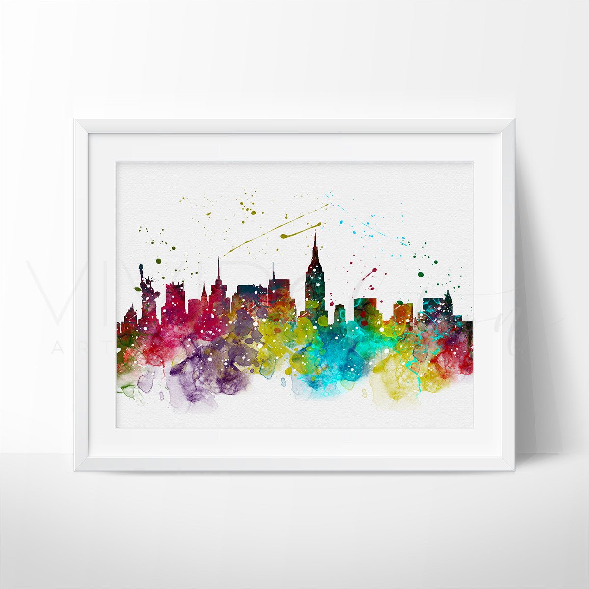 New York City Skyline 3 Watercolor Art Print Print - VividEditions
